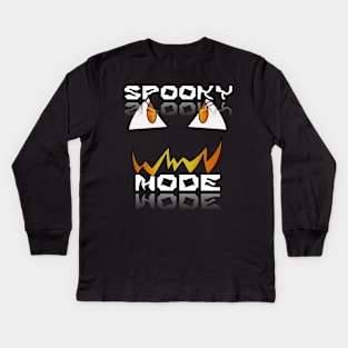 Jack O Lantern Face - Halloween Costume - Spooky Mode - Fire Orange Kids Long Sleeve T-Shirt